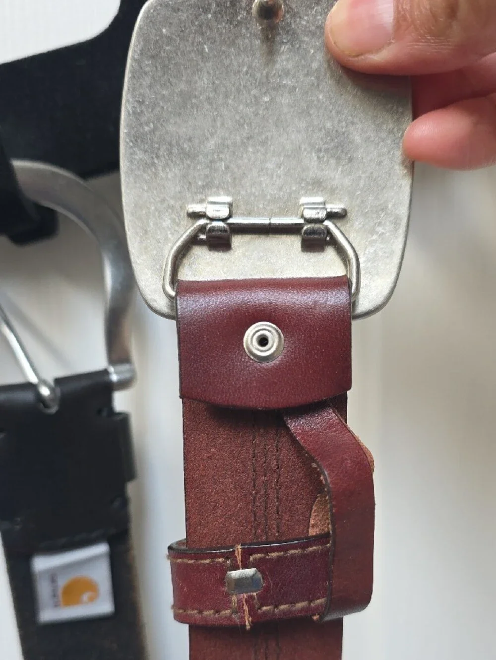 Carhartt Men's Dual-Color Leather Belts in Black & Burgundy